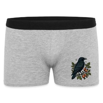 Night crow on berry vine - Men's Boxer Shorts - heather grey - Front