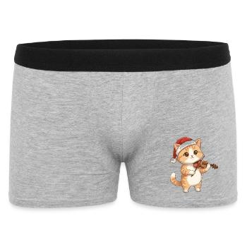 Chaton de Noël jouant du violon - Boxer Homme - gris chiné - Devant