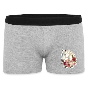 Pferd mit Blumen - Männer Boxer Shorts - Grau meliert - Vorne