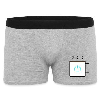 Power-Up Kaffee: Retro Pixel Art Gaming Design - Männer Boxer Shorts - Grau meliert - Vorne