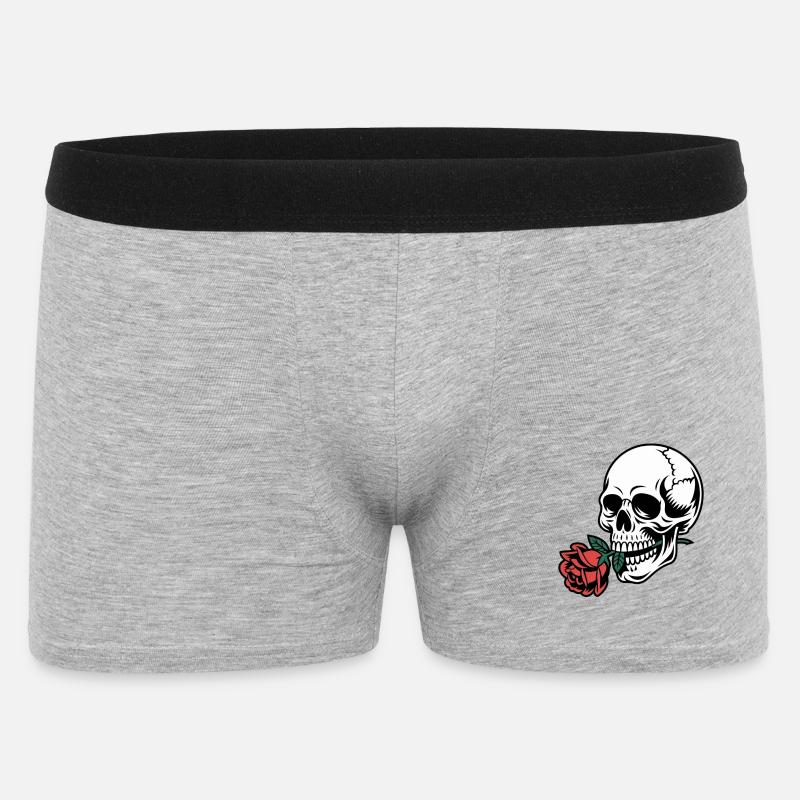 Rockabilly Skull – Rose Statement Gothic Love - Men's Boxer Shorts - heather grey