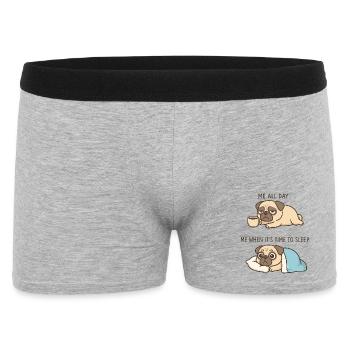Cute Pug Coffee Cartoon Coffee Lover - Men's Boxer Shorts - heather grey - Front