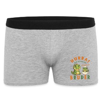 Großer Bruder Dino – Hurra ich werde ein Bruder - Männer Boxer Shorts - Grau meliert - Vorne