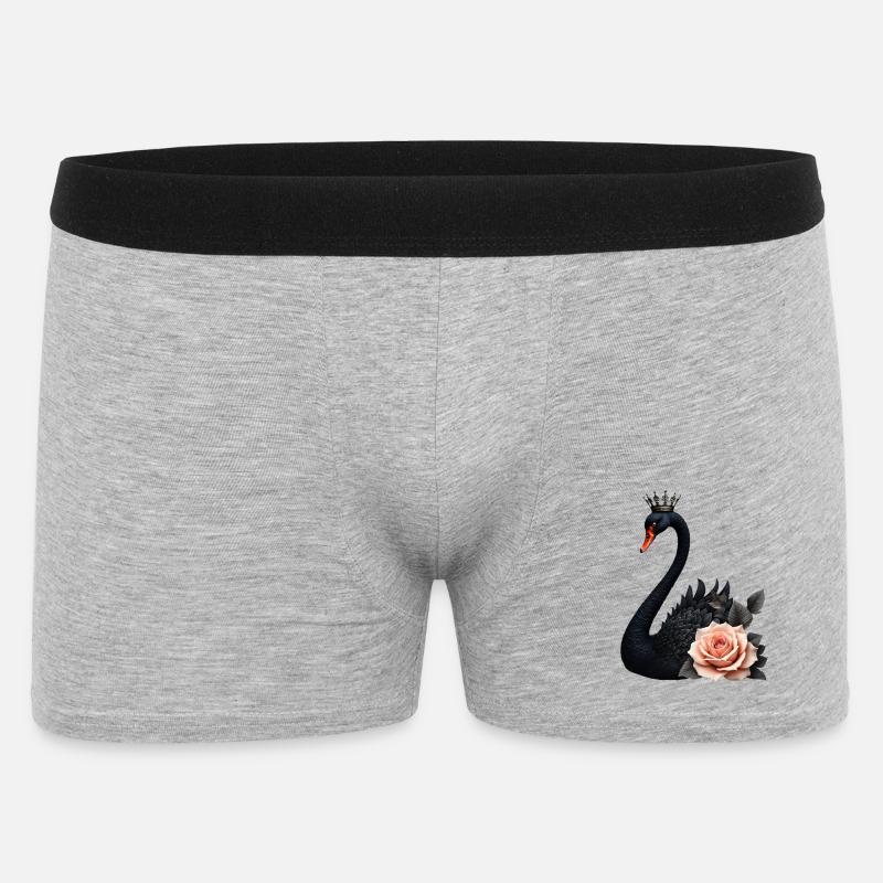 Schwarzer Schwan, gekrönt mit Rose - Männer Boxer Shorts - Grau meliert