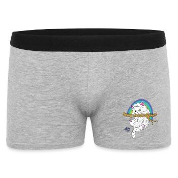 Chat sur branche joue avec un papillon - Boxer Homme - gris chiné - Devant