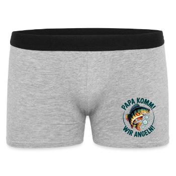 Angeln mit meinem Papa - Männer Boxer Shorts - Grau meliert - Vorne