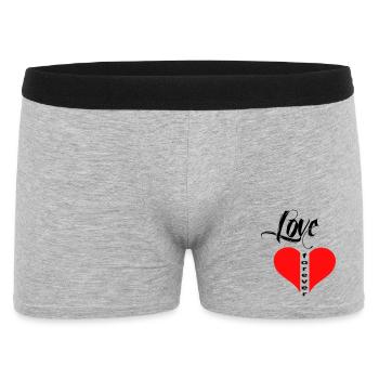 Love Herz  - Männer Boxer Shorts - Grau meliert - Vorne