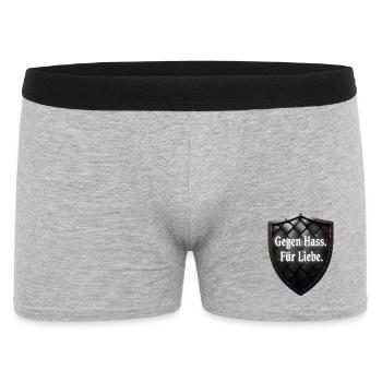 Gegen Hass Für Liebe Schild Statement - Männer Boxer Shorts - Grau meliert - Vorne