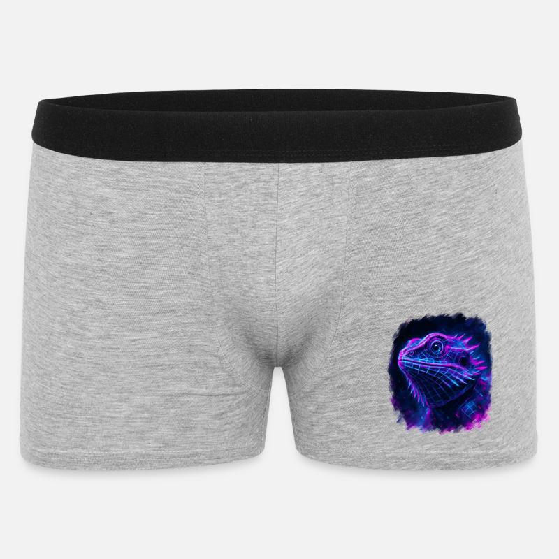 Bearded Dragon Cyberpunk Neon Synthwave - Men's Boxer Shorts - heather grey