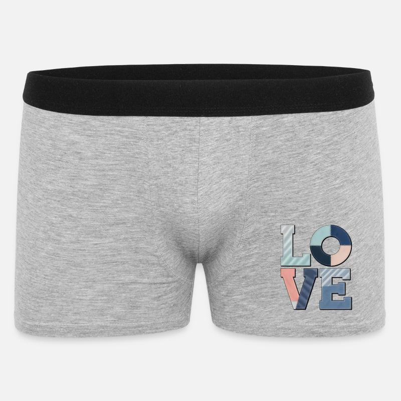 Love Design Geschenkidee Bunter Stoff Look - Männer Boxer Shorts - Grau meliert