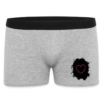Neon Pink Heart Outline on Black - Men's Boxer Shorts - heather grey - Front