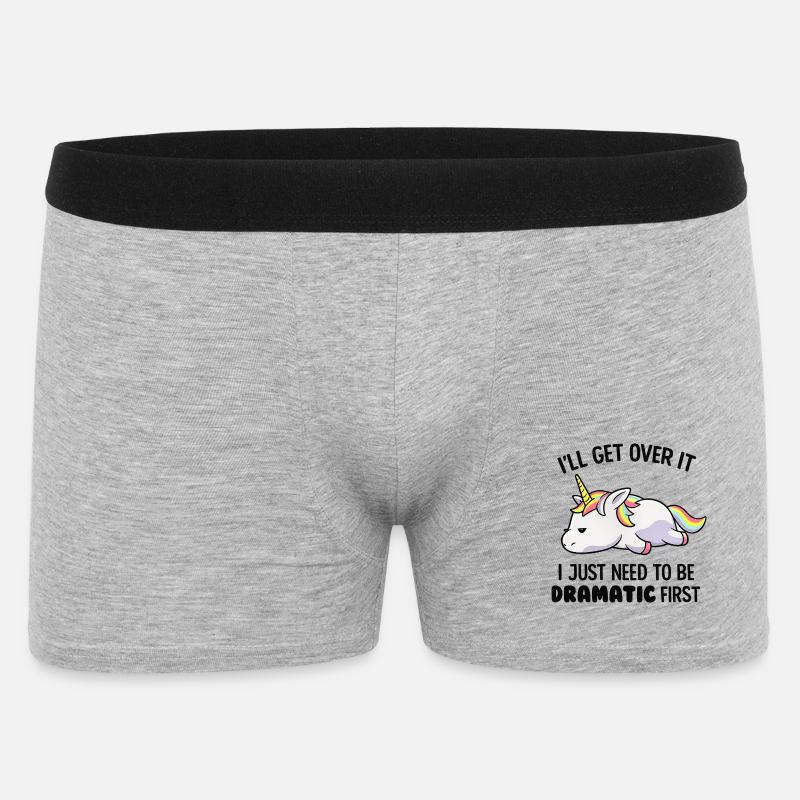 Schlafendes Drama Einhorn - Männer Boxer Shorts - Grau meliert