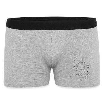 Unisex Line Art T-Shirt I Face Sketch Woman - Men's Boxer Shorts - heather grey - Front