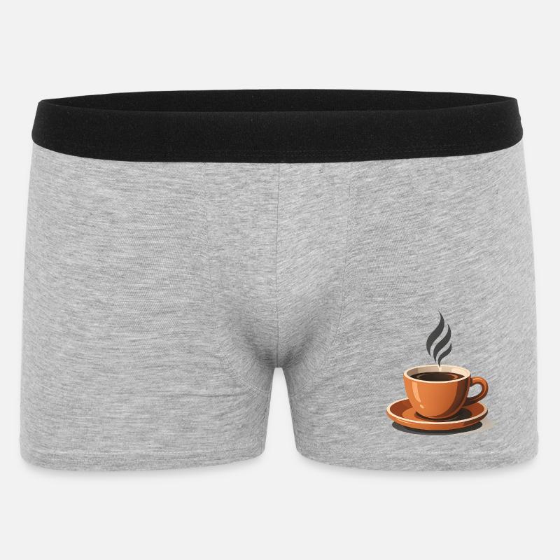 Eine Tasse aromatisch-heißer Kaffee - Männer Boxer Shorts - Grau meliert