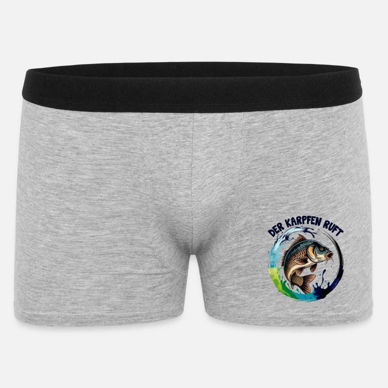 Der Karpfen ruft - Männer Boxer Shorts - Grau meliert