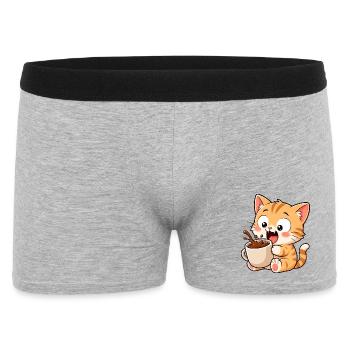 Cute Cat Coffee Coffee Lover Cartoon Funny - Men's Boxer Shorts - heather grey - Front