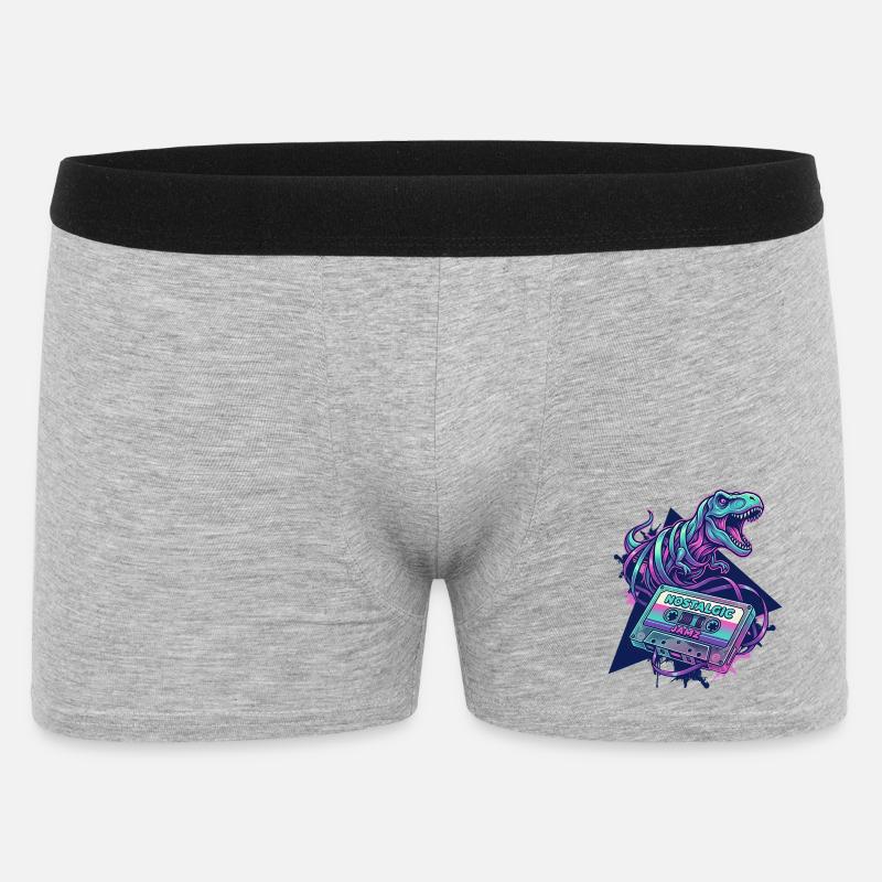 Dinosaur Nostalgic Neon Cassette 80s/90s - Men's Boxer Shorts - heather grey