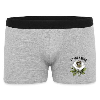 Plant Native Bee and Coneflower Pollinator Garden  - Männer Boxer Shorts - Grau meliert - Vorne