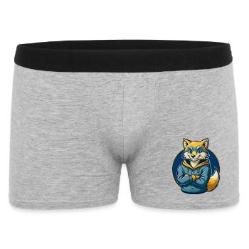 Arktischer Fuchs Kawaii Maskottchen Cartoon Clipart-Logo - Männer Boxer Shorts - Grau meliert - Vorne