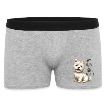 Westie Bestie Süßes West Highland Terrier-Design - Männer Boxer Shorts - Grau meliert - Vorne