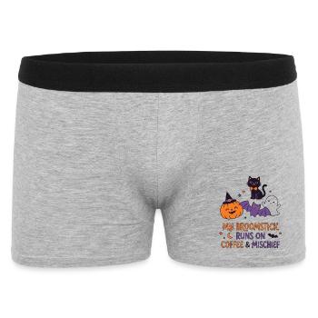 Mein Besen läuft auf Kaffee – lustiges Halloween - Männer Boxer Shorts - Grau meliert - Vorne