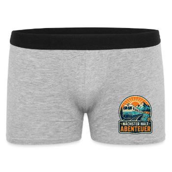 Nächster Halt Abenteuer Zugreise Interrail Bahn - Männer Boxer Shorts - Grau meliert - Vorne