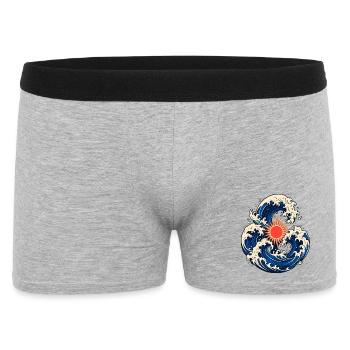 Japanische Wellen der aufgehenden Sonne - Männer Boxer Shorts - Grau meliert - Vorne