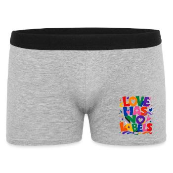 Love Has No Labels Spruch für Gay & Queer Fans - Männer Boxer Shorts - Grau meliert - Vorne