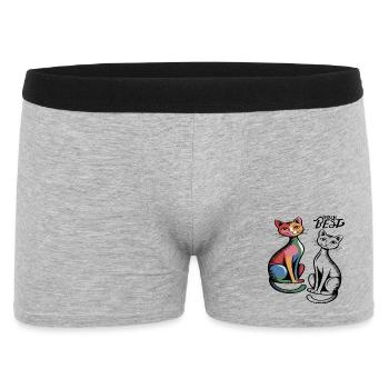 Katzenduo Pop Art  - Männer Boxer Shorts - Grau meliert - Vorne