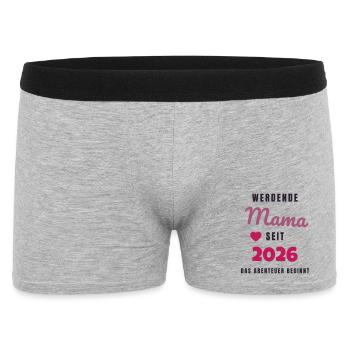 Werdende Mama 2026 - Schwanger Geschenk Baby - Männer Boxer Shorts - Grau meliert - Vorne