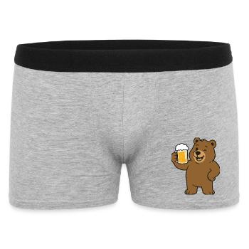 Bär mit Bierglas - Männer Boxer Shorts - Grau meliert - Vorne