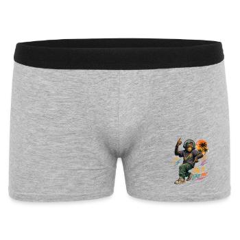 Cooler Hip-Hop Affe mit Kopfhörern – Do It Like Me - Männer Boxer Shorts - Grau meliert - Vorne
