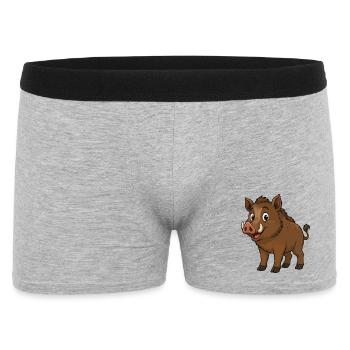 Happy Wild Boar Cartoon - Men's Boxer Shorts - heather grey - Front