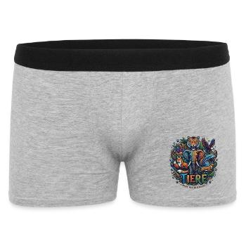 Tierwelt Wildnis Collage - Männer Boxer Shorts - Grau meliert - Vorne