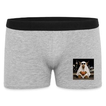 Fantôme d’Halloween de la vache des Highlands avec T-shirt citrouille - Boxer Homme - gris chiné - Devant