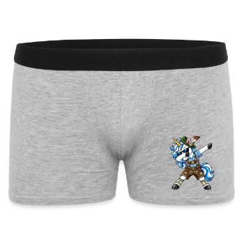 Dabbing Einhorn Lederhose Tracht - Männer Boxer Shorts - Grau meliert - Vorne