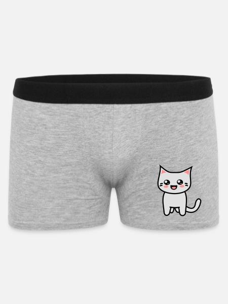 Kitteh Kawaii avec des yeux ronds - Boxer Homme - gris chiné