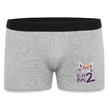 ich bin 2 - Einhorn - Geburtstag - Mädchen - Männer Boxer Shorts - Grau meliert - Vorne