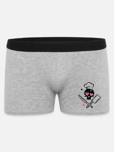Skull girlie with cooking hat - Men's Boxer Shorts - heather grey