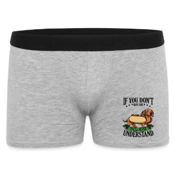Dackel Hotdog mit Banner - Männer Boxer Shorts - Grau meliert - Vorne
