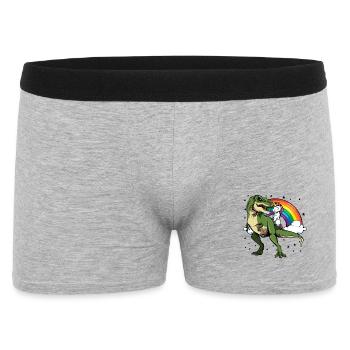 Dino Unicorn Regenbogen-Reigen - Männer Boxer Shorts - Grau meliert - Vorne