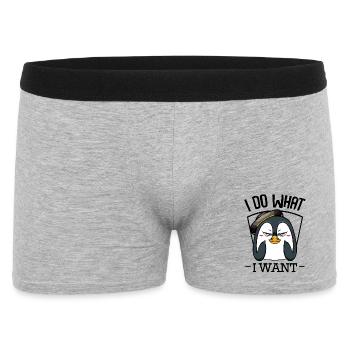 Pingouin avec chapeau : regard espiègle - Boxer Homme - gris chiné - Devant
