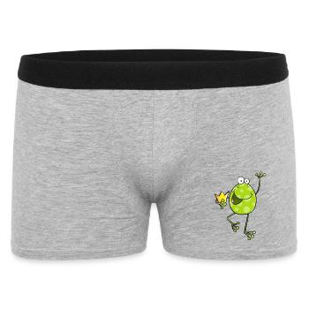 Frosch mit Krone - Frösche - Kröte - Comic - König - Männer Boxer Shorts - Grau meliert - Vorne