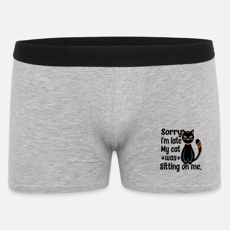 Schwarze sitzende Katze - Männer Boxer Shorts - Grau meliert