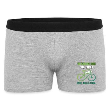 Humorvolles Fahrrad-Motiv ohne Akku - Männer Boxer Shorts - Grau meliert - Vorne