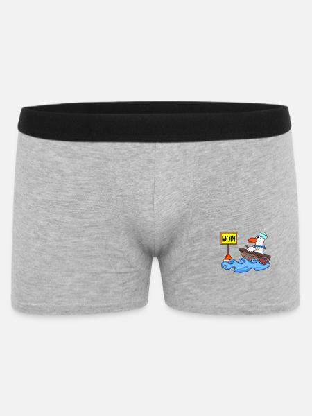 Moin Seemann Möwe Seemöwe Boot - Männer Boxer Shorts - Grau meliert