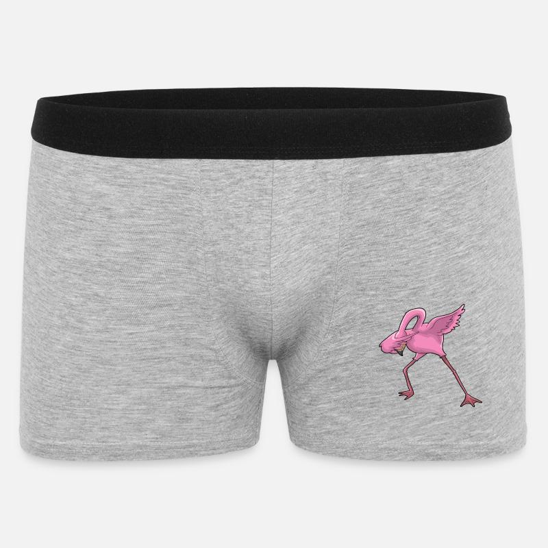 Flamingo Dabbing - Männer Boxer Shorts - Grau meliert