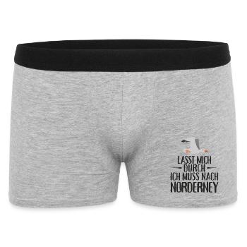 Lasst mich durch ich muss nach Norderney Möwe - Männer Boxer Shorts - Grau meliert - Vorne