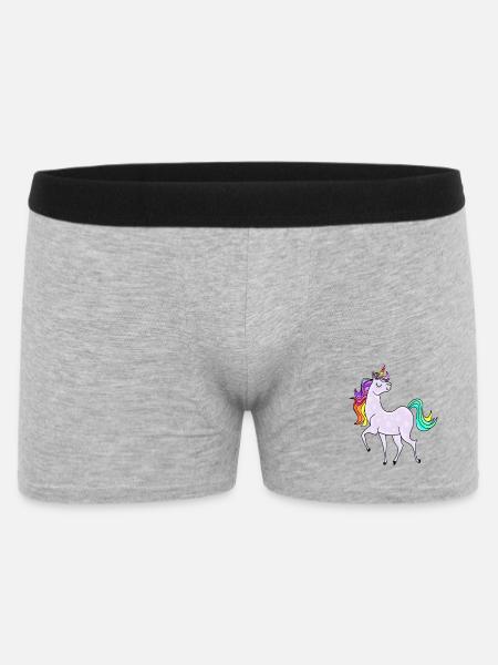Eenhoorn met asterisk en regenboogkleuren - Mannen Boxershorts - grijs gemêleerd