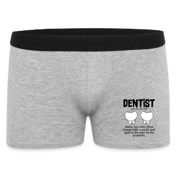 Double Tooth Cartoon on Black - Men's Boxer Shorts - heather grey - Front